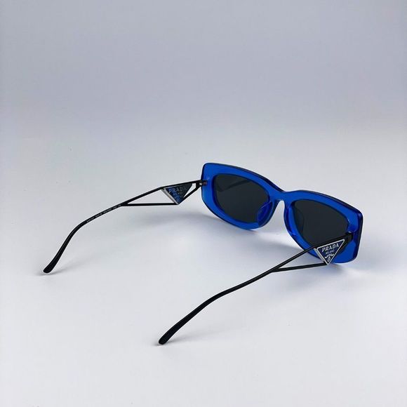 Prada PR14YS 18M5S0 Sunglasses Crystal Electric Blue Grey Rectangle Women main image 4